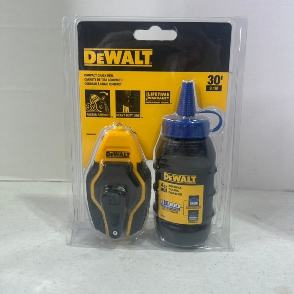 DeWALT DWHT47257 Compact Chalk Reel Kit 30ft Line with 4oz Blue Chalk New